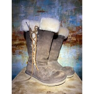 UGG Australia Sunburst Tall 5163 Brown Suede Sheepskin Boots Womens 6
